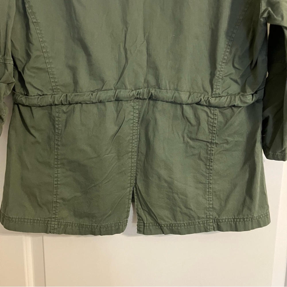 Gap Women's Utility Jacket Olive Baby Tweed Size Small 3/4 Sleeve Full Zip - Picture 7 of 10